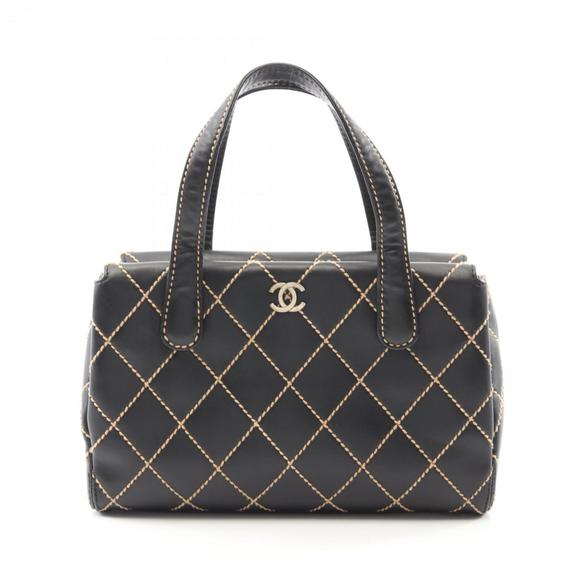 CHANEL Wild Stitch Tote Bag, Leather, Women's, Black - Picture 1 of 9